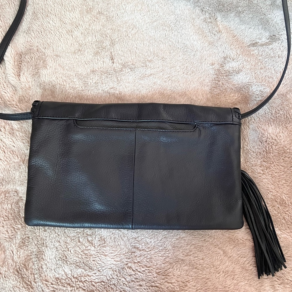 HOBO Black Leather crossbody Wristlet with Woven Detail - Picture 4 of 7